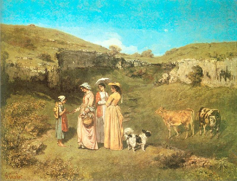 Courbet, Gustave The Young Ladies of the Village china oil painting image